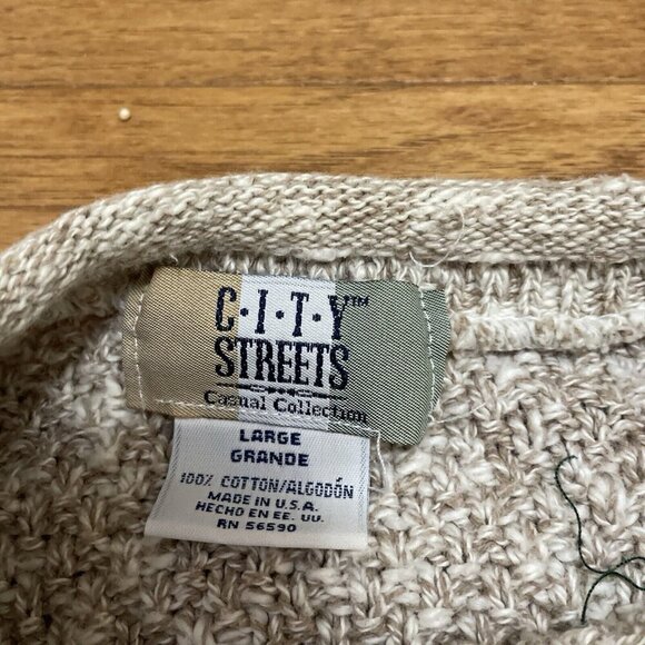 Vintage Y2K City Streets Pullover Sweater Women's L Beige Textured Cotton Knit - Picture 7 of 8